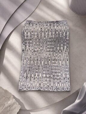 Matty M Gray Patterned Pencil Skirt